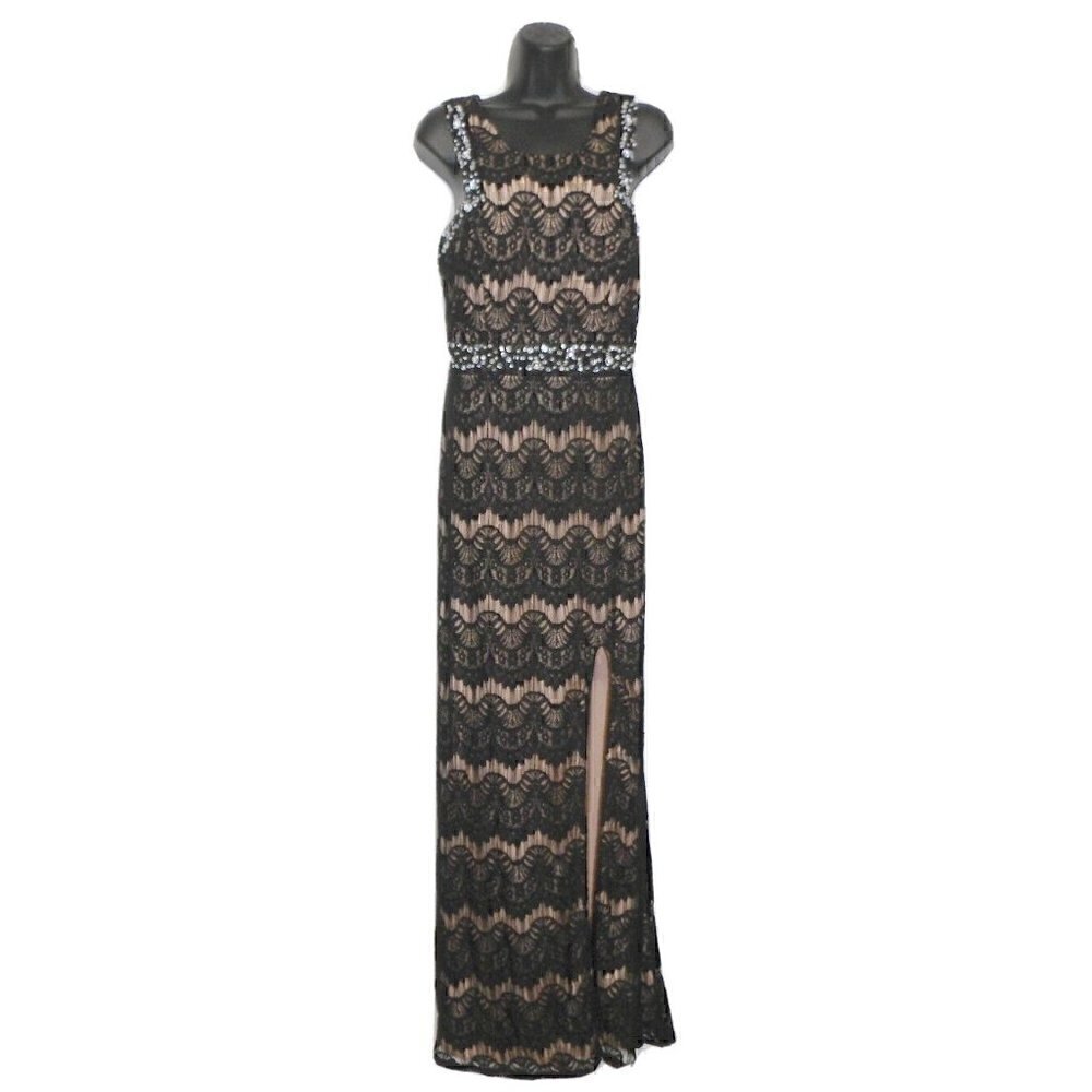 CITY TRIANGLE black & beige sleeveless long knit dress junior's size 9